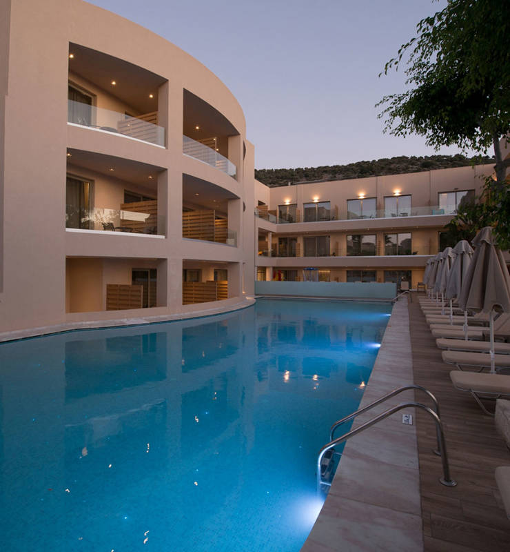 Hotel rooms overlooking the pool